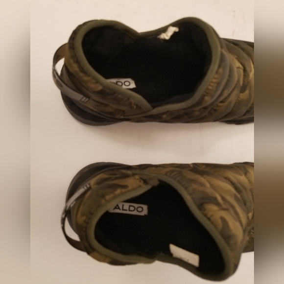 Aldo Men's Pufferlounge Loafers Green Camouflage Size 13 Faux Fur Lined - Picture 12 of 16